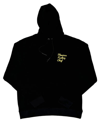 Mexican Fucking Chef Black Hoodie Chain Stitich Embriodery - Black / Mustard