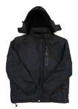 Heavy Rain Puffer Jacket - Black / Orange Accents - PLAIN NO PRINTS