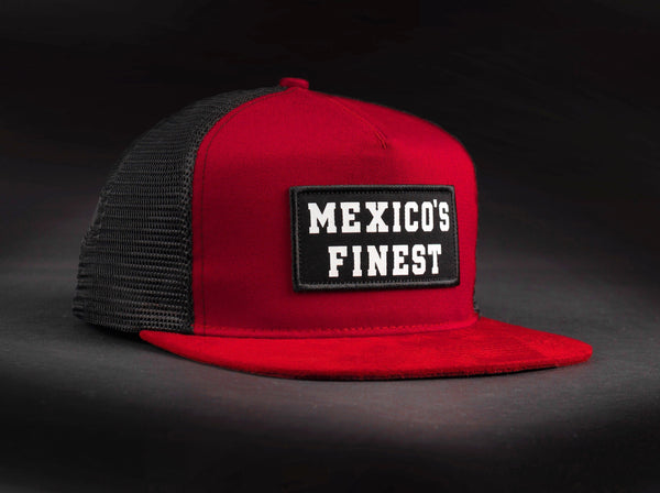 MEXICO'S FINEST  Red /Black  Patched Trucker Hat