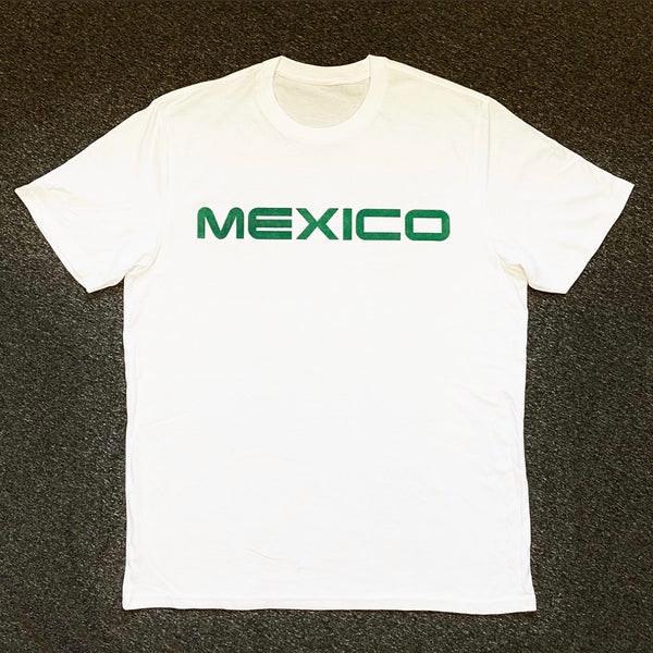 Mexico Clasico Premium White  Tee - Forest Green Print -