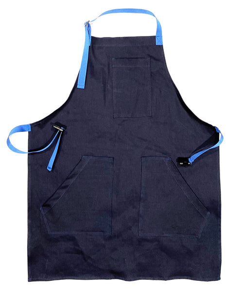 Mexican Fucking Chef Apron Navy Blue Canvas / Light Blue Accents   -