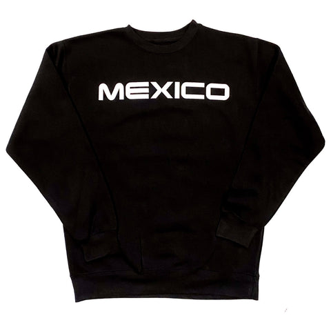 Mexico Classico Black Crewneck Fleece White Print