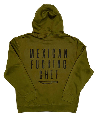 Mexican Fucking Chef Classic MFC Army Green Premium Hoodie - Black Print