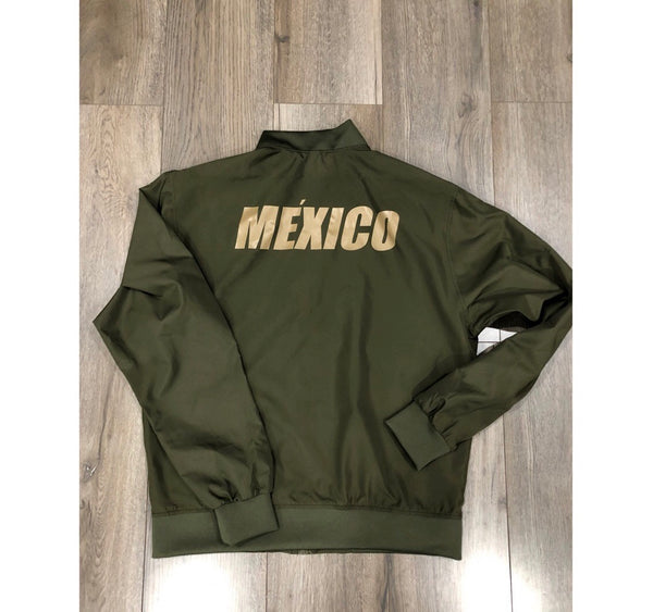Army Green MEXICO Bomber Jacket - Sand Matte Print