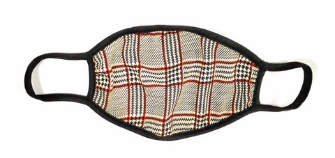 Cloth Face Mask Red Charcoal Plaid  - Black Strap