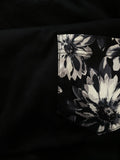 Premium Cut and Sew Black Pocket Tee - Chracoal Floral Pocket -