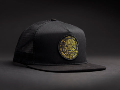 MEXICO Black /Gold  Patched Trucker Hat