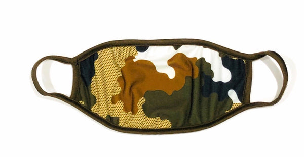 Cloth Face Mask Geometric Olive Camo - Olive Strap