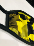 Cloth Face Mask Bright Yellow Camo - Black Strap