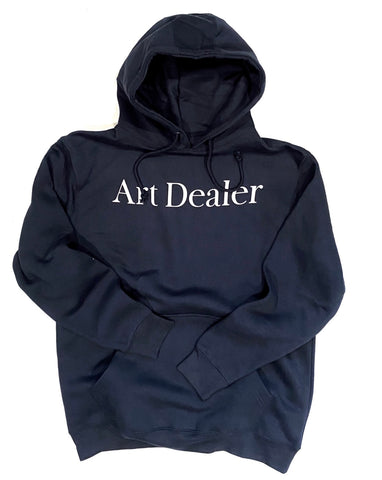 Art Dealer Navy Hoodie White Print / Multi color accents