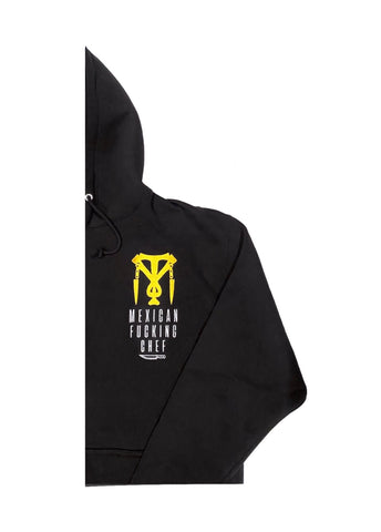 Toño Mendez X MFC Collaboaration Embroided Mexican Fucking Chef X Jet Black  Premium Hoodie - Black / Gold / White