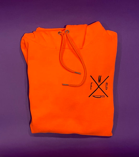 Mexican Fucking Chef X Embroided Electric Neon Orange  Premium Hoodie - Orange  / Black