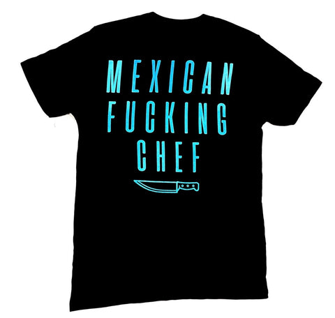 Mexican Fucking Chef - Batalla Tee - Black / Powder Blue Print