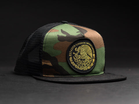 MEXICO Camo /Black  Patched Trucker Hat