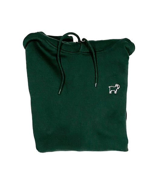 GOAT  Forest Green Hoodie White Thread / Frontal Embroidery