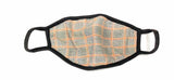 Cloth Face Mask Orange Black  Plaid  - Black Strap
