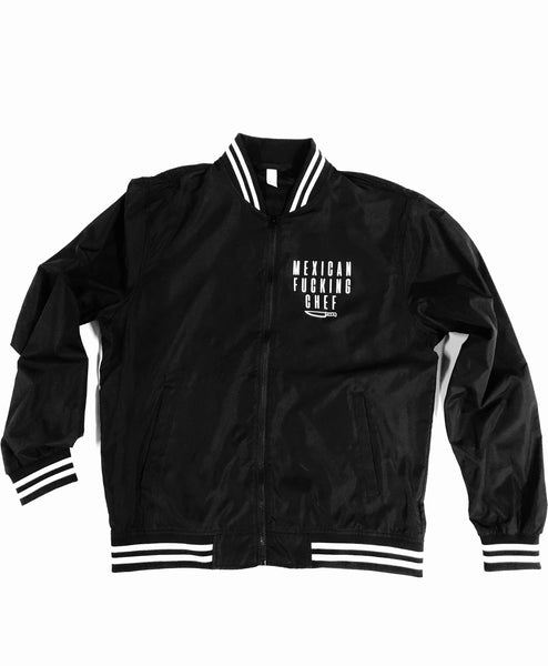 Mexican Fucking Chef Stripped Bomber Jacket - Frontal & Back Print - WHITE
