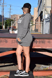 Mexico Pull Over Dress Hooded / Gray White Print